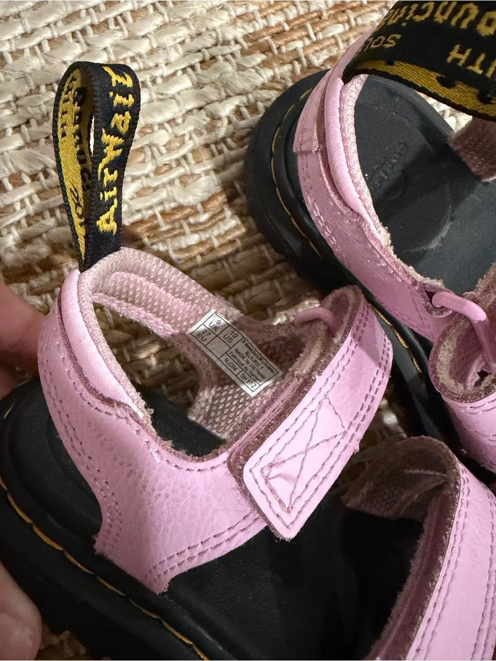 Dr. Martens Kids Light Pink Triple-Strap Sandals with Black Sole
